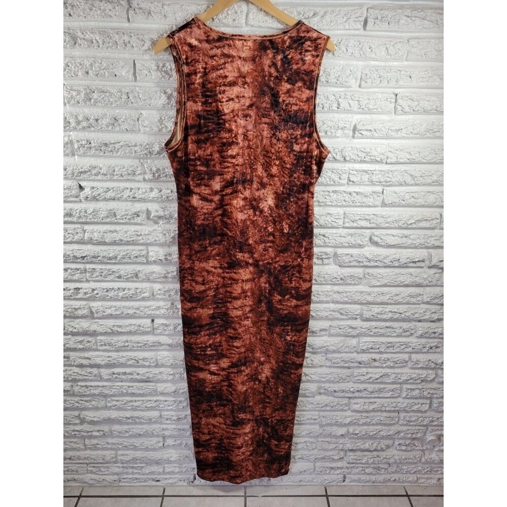 Shein Curve Women's 2XL Brown Watercolor Maxi Dress Sleeveless V-Neck WAT114XE - Picture 6 of 11